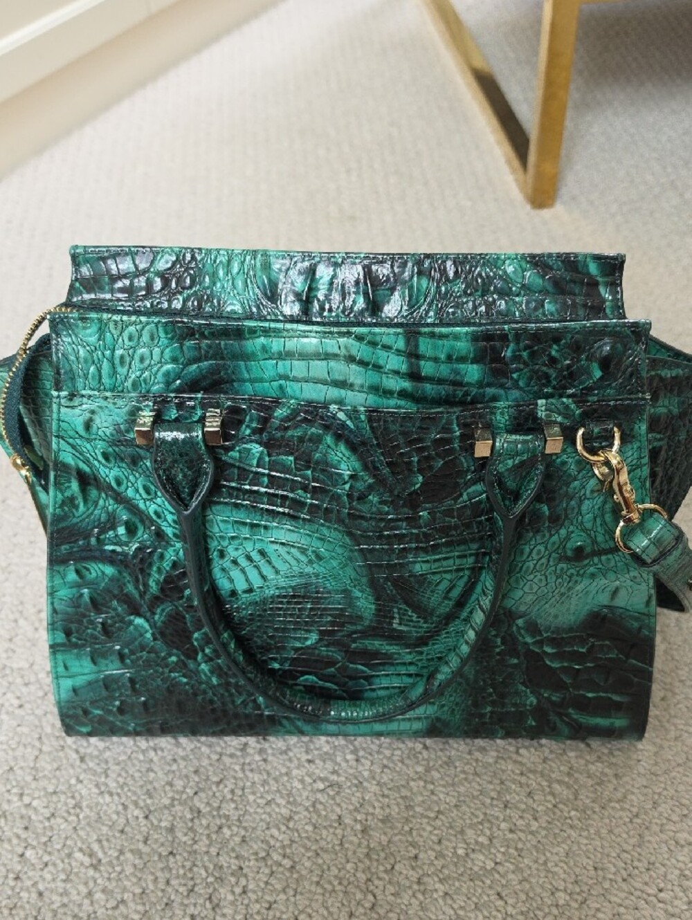 Brahmin Emerald Green Croc-Embossed Satchel - Picture 2 of 4